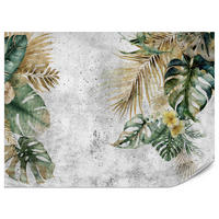 FOTOTAPETE für Wohnzimmer Tropische Blätter Blumen auf Grauer Beton 150x105 - Braun/Grau, Papier (150/105cm) - Muralo