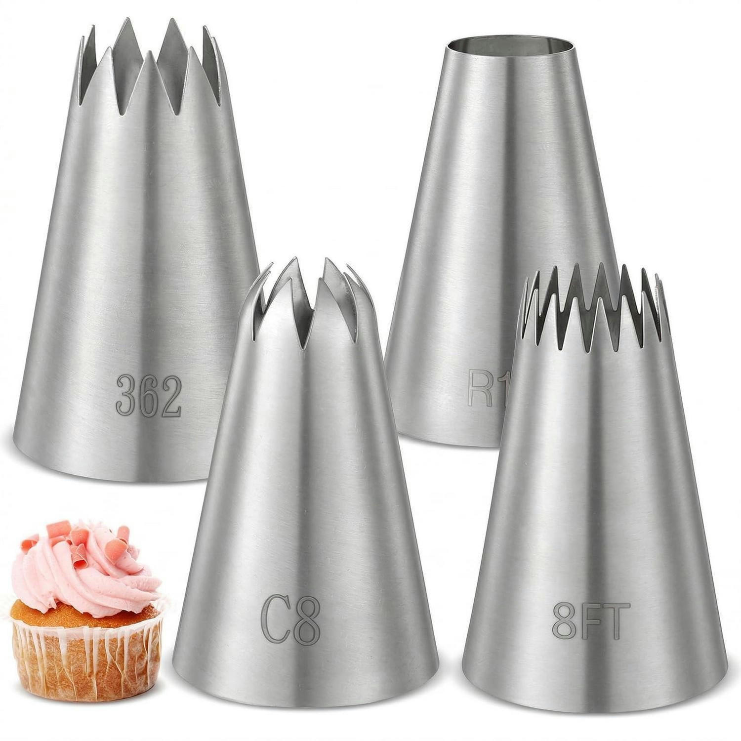 SPRITZTÜLLEN 4er Set Edelstahl Groß - Silberfarben, Metall (3.5/3.5/5.4cm)