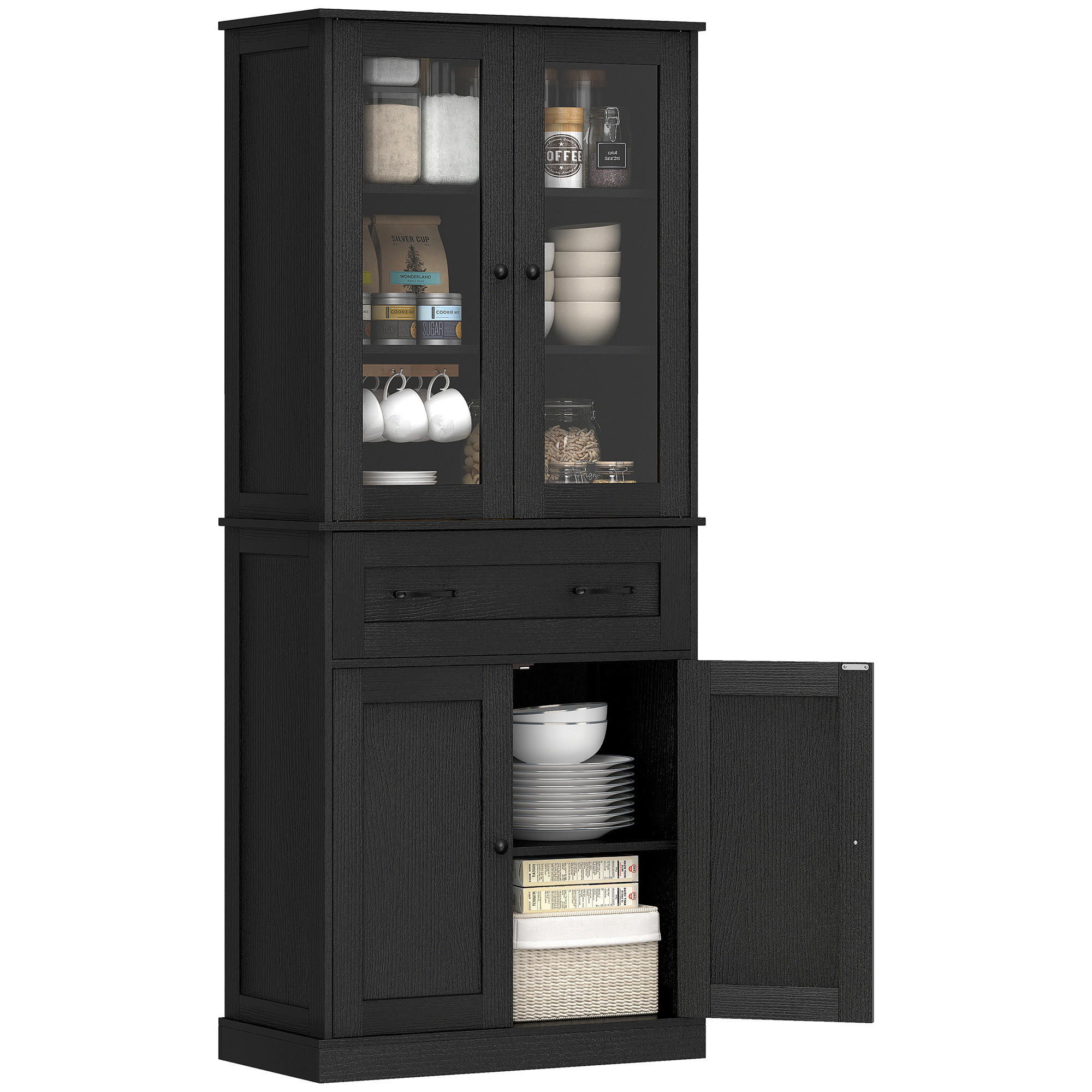 HIGHBOARD DE-08699 Acrylfront mit Schubladen Schwarz - Schwarz, Holzwerkstoff (40/182.5/76cm) - ComfortXL