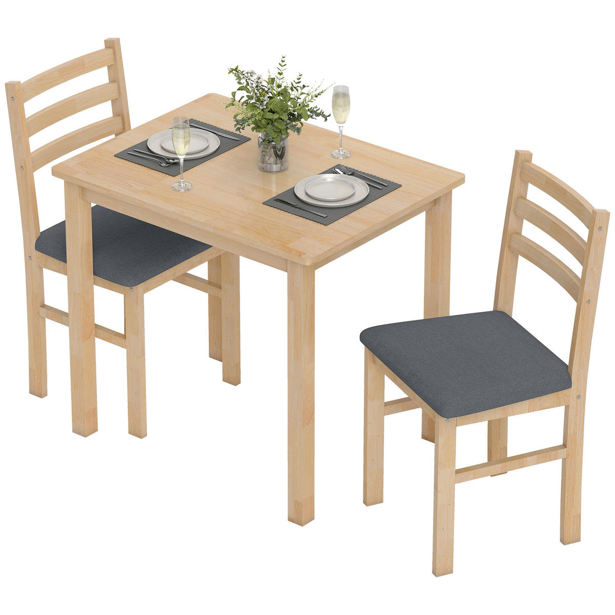 ESSTISCH-SET DE-10070 Naturholz - Naturfarben, Holzwerkstoff (60/74.5/80cm) - ComfortXL