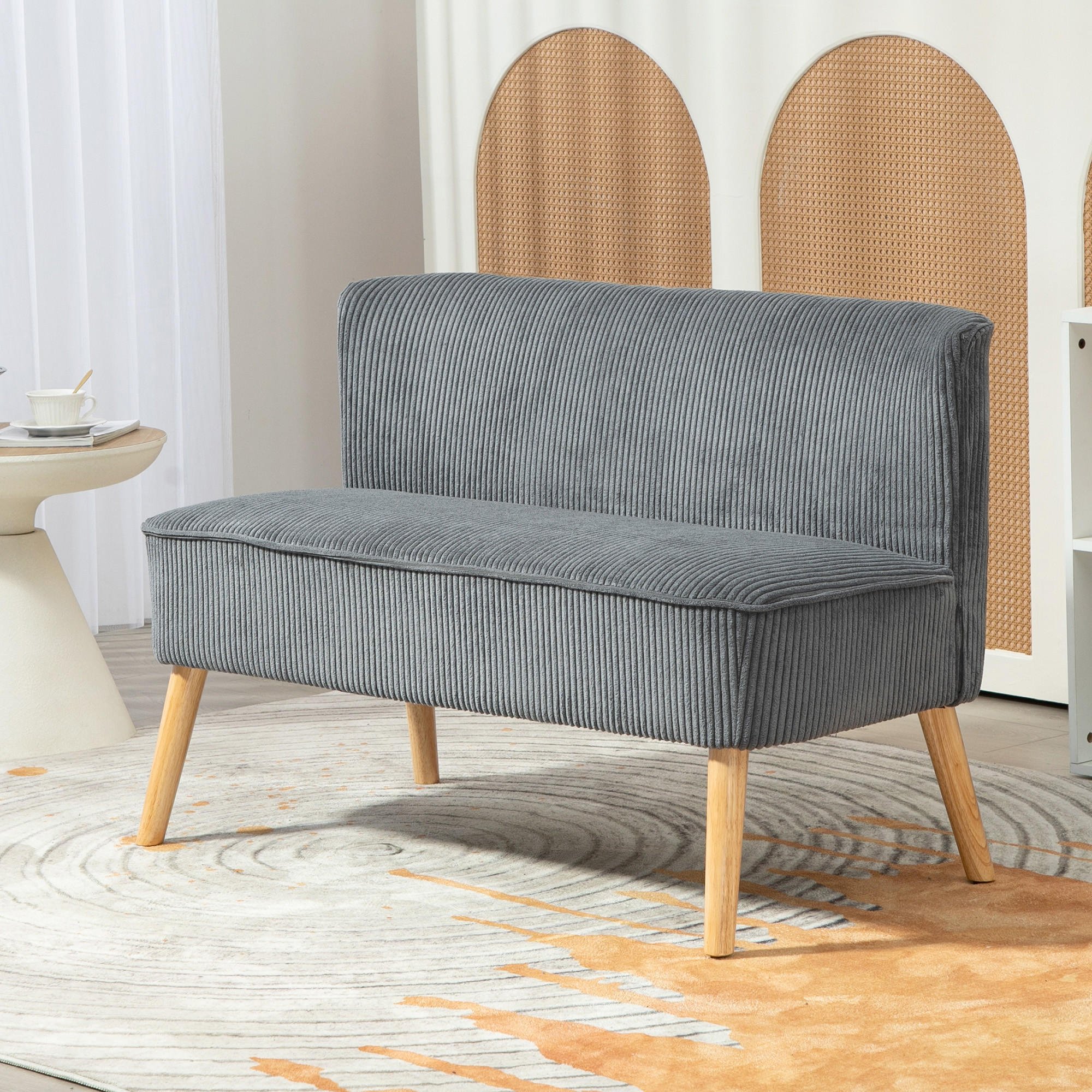 SOFA, 2 Sitzer, 117 x 56,5 x 77 cm, Grau - Grau, Kunststoff (117/77/56.5cm) - HOMCOM