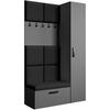 GARDEROBE Margaret I+IV 121/203/43 mit gepolsterten Paneelen - Schwarz/Graphitfarben, Holzwerkstoff/Kunststoff (121/203/43cm) - Beautysofa