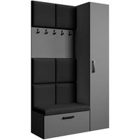 GARDEROBE Margaret I+IV 121/203/43 mit gepolsterten Paneelen - Schwarz/Graphitfarben, Holzwerkstoff/Kunststoff (121/203/43cm) - Beautysofa