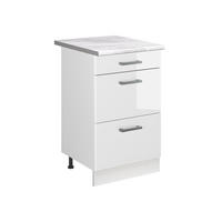 DULAP DE BAZĂ DE BUCĂTĂRIE R-Line, Alb lucios ridicat/Alb, 50 cm стільниця Мармур - alb lucios/alb, compozit lemnos (50/81.6/60cm) - Vicco