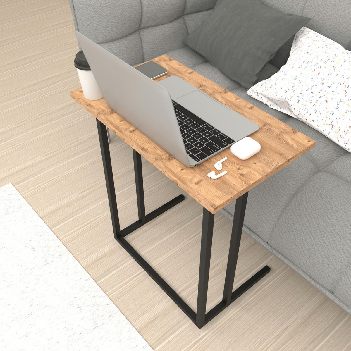 LAPTOPTISCH Högsby - Eichefarben, Holzwerkstoff (36/60/66cm) - [en.casa]