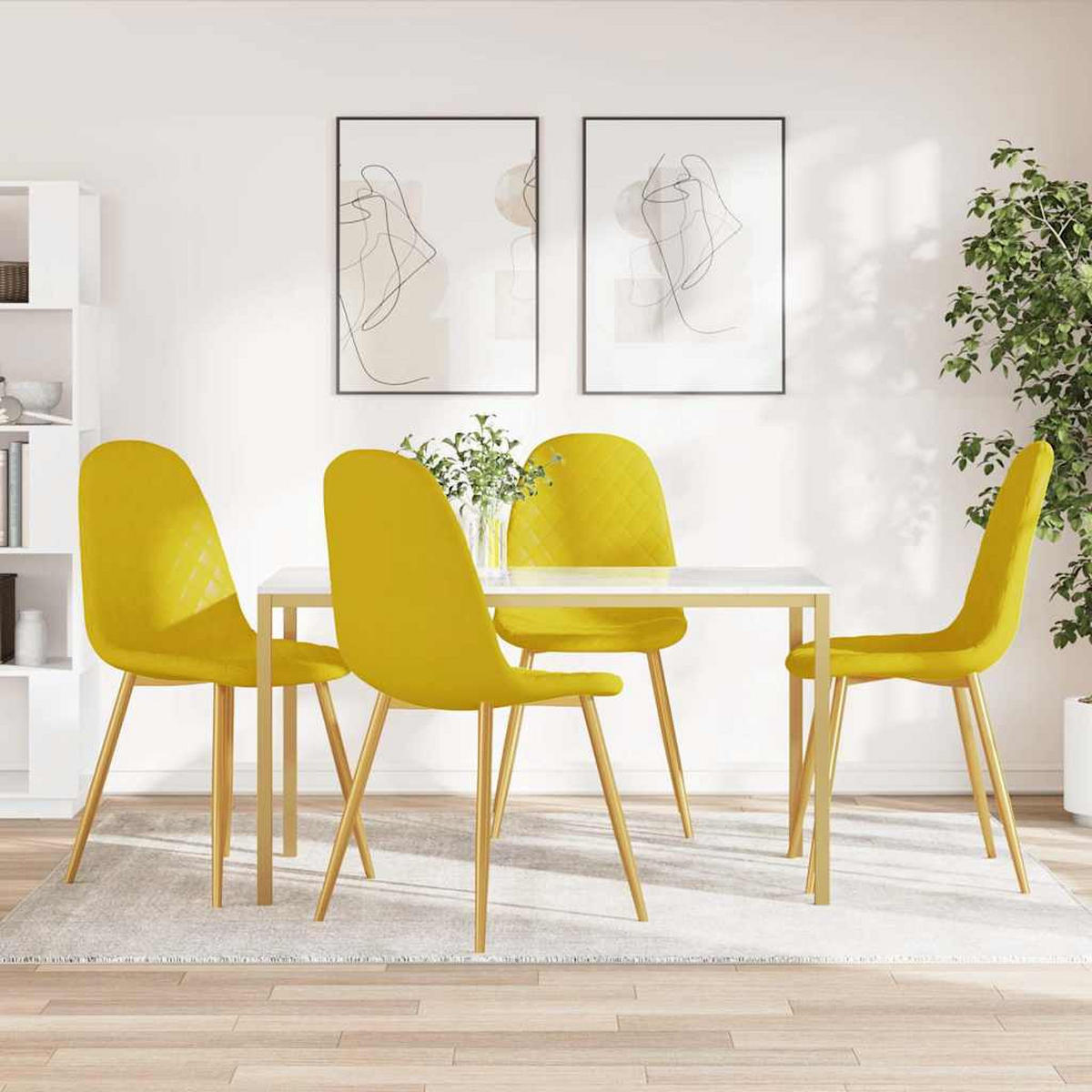 ESSZIMMERSTÜHLE 4 Stk. Senfgelb Samt 45*53.5*83cm - Gelb, Metall (45/83/53.5cm) - ZMH