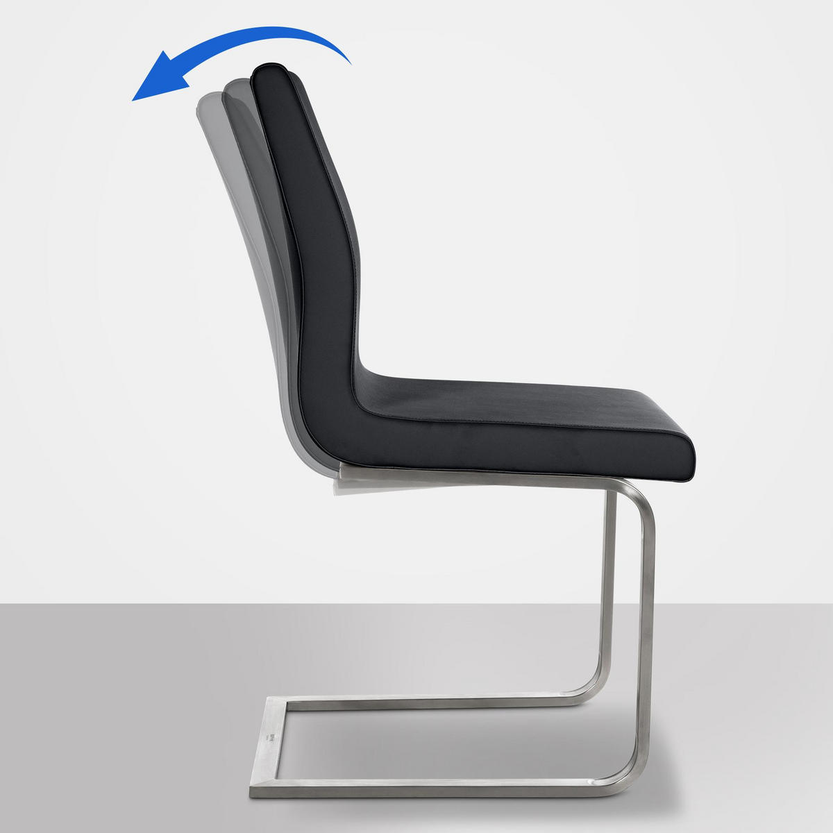 SCHWINGSTUHL Lederlook schwarz - Edelstahlfarben/Schwarz, Textil/Metall (40/90/50cm) - CLP