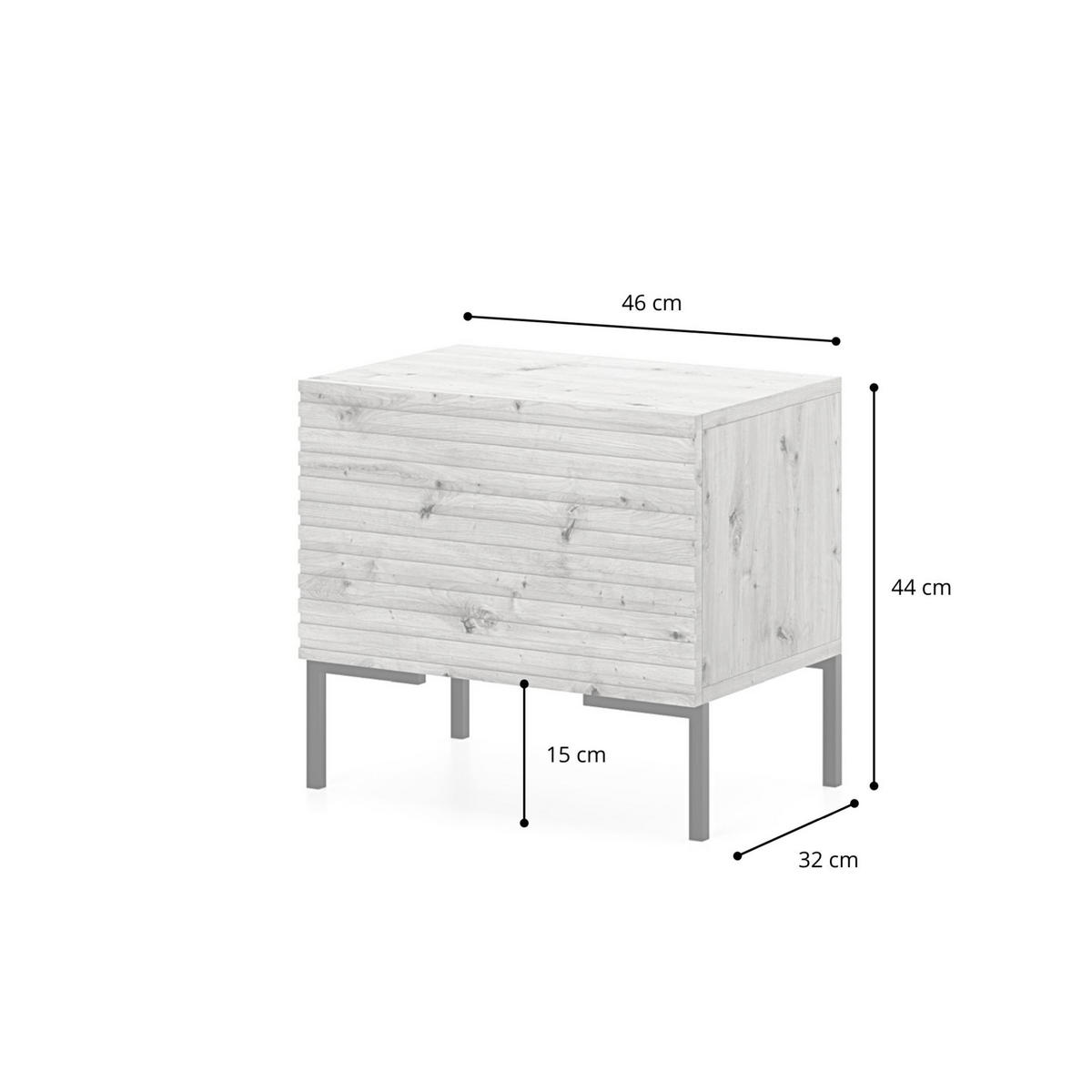 NACHTTISCH Lammelo Greige mit goldenen Beinen 46 cm - Taupe/Goldfarben, Holzwerkstoff/Metall (46/44/32cm) - Selsey