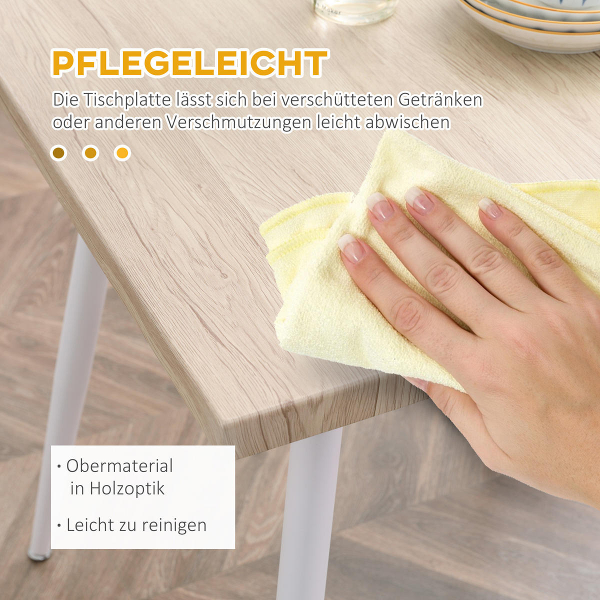 ESSGRUPPE 2 Stühle Esszimmergarniturset Esstischset Sitzgruppe Tischgruppe - Naturfarben, Kunststoff (70/76/70cm) - HOMCOM