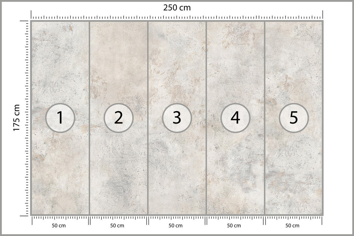 FOTOTAPETE für Wohnzimmer Grau Betonmuster Minimalismus 250x175 - Beige/Grau, Papier (250/175cm) - Muralo