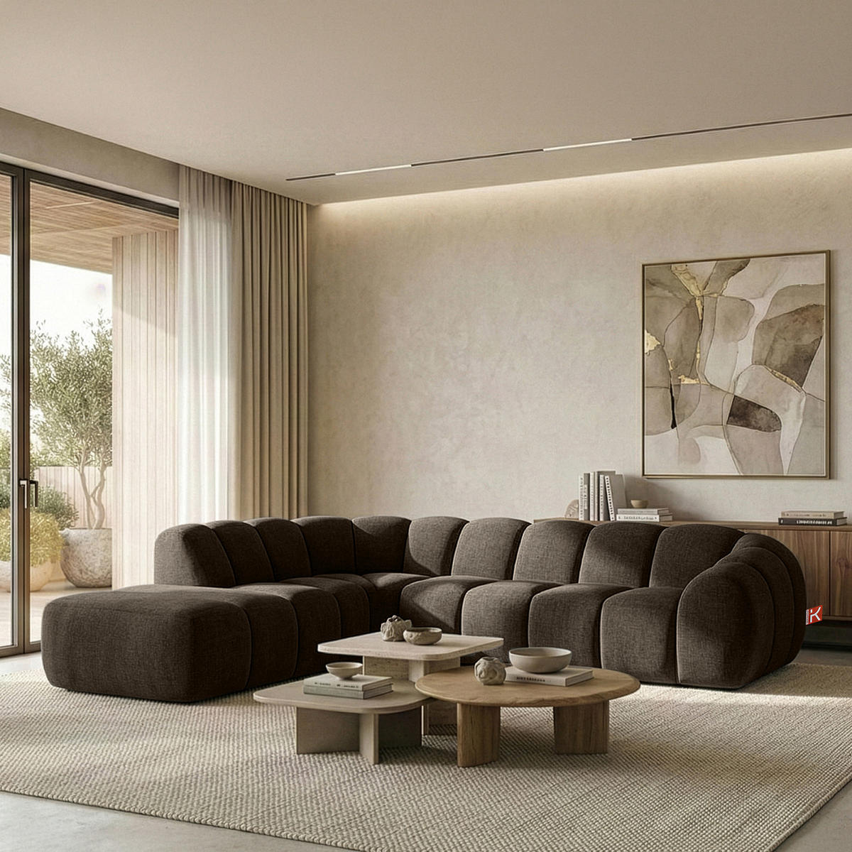 ECKSOFA LINKS FLAVA, Braun - Braun, Holz/Holzwerkstoff (310/274cm) - KONSIMO®
