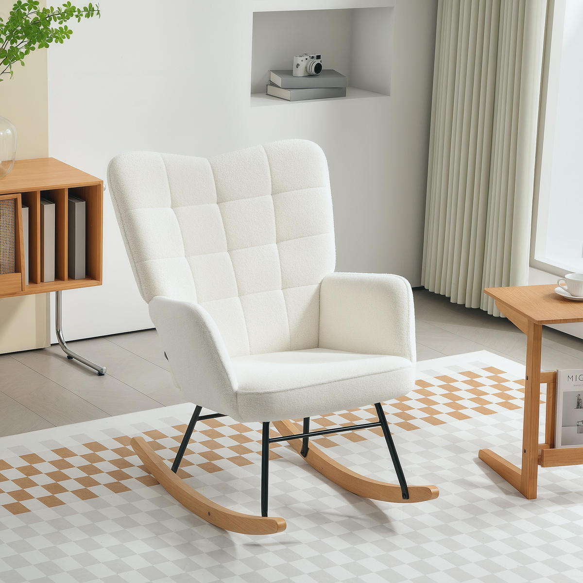 SCHAUKELSTUHL Sessel Relaxsessel bis 120 kg, Polyester, Weiß 98x71x101cm - Weiß, Textil (98/101/71cm) - HOMCOM