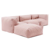 GARTENSOFA mit 4 Sitzplätzen, Puderrosa - Hellrosa, Textil - Oviala