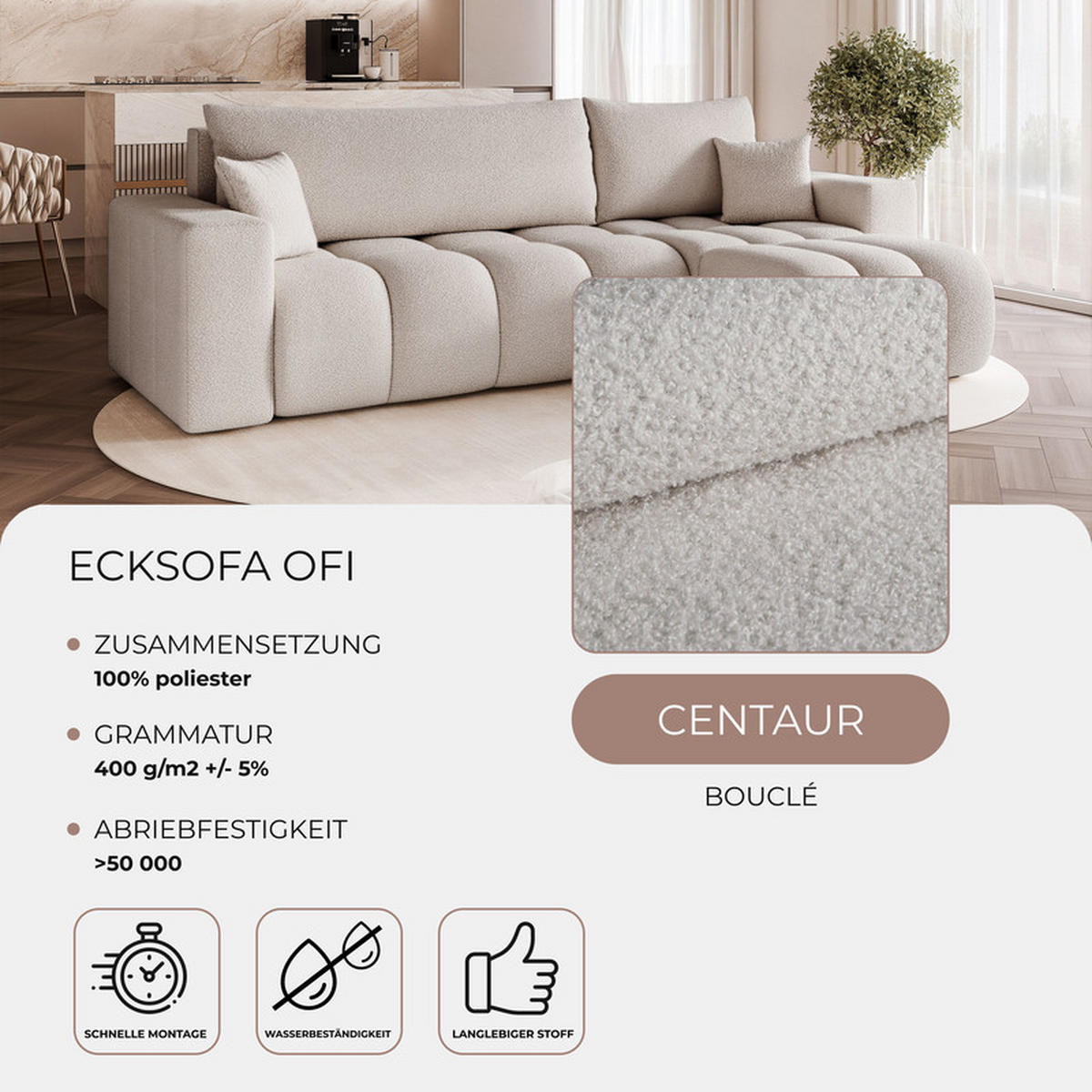 ECKSOFA OFI mit Schlaffunktion und Bettkasten Hellgrau - Hellgrau, Holzwerkstoff/Kunststoff (248/145cm) - Idohome