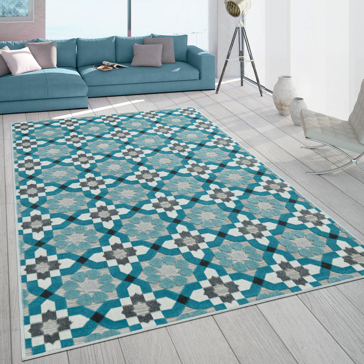 OUTDOORTEPPICH 160/230 cm Charleroi 492 - Türkis, Textil (160/230cm) - Paco Home