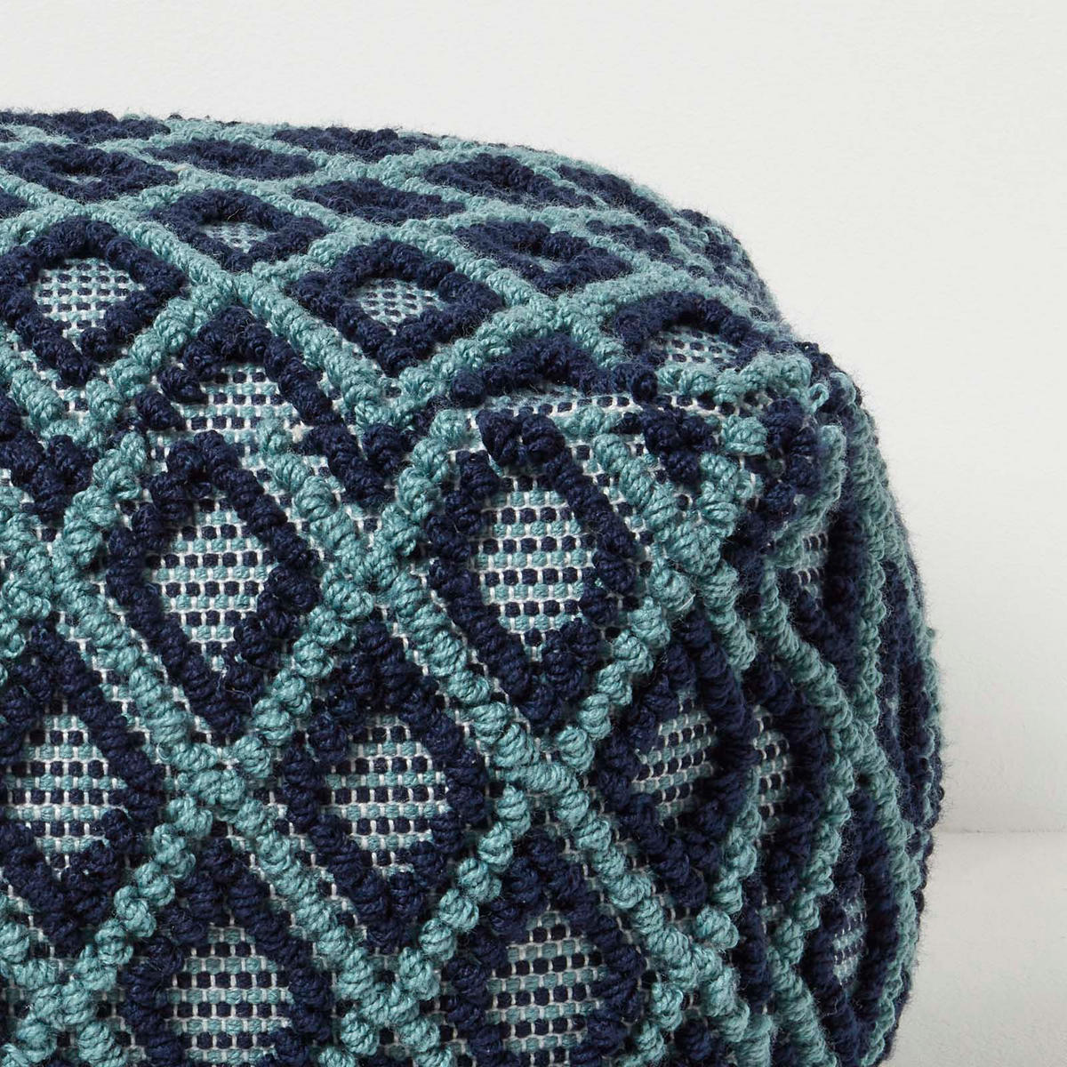 SITZPOUF Tula blau-grün gemustert, 55/55/30 cm - Blau, Textil (55/30/55cm) - Homescapes