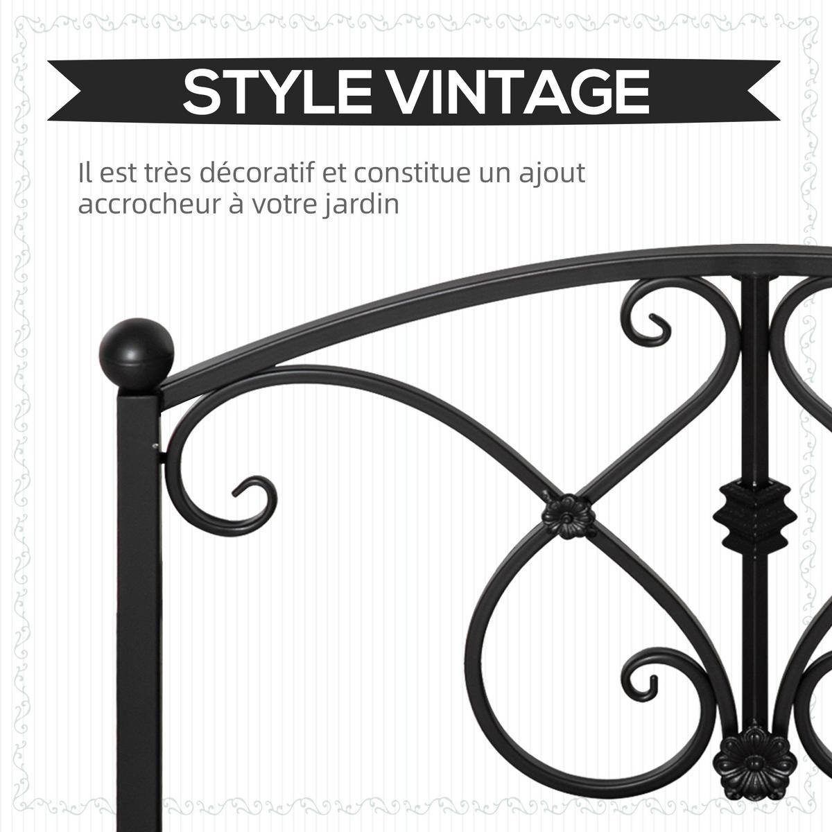 GARTENBRÜCKE DE-18861 102 cm, mit Geländern Schwarz - Schwarz, Metall (102/48/49cm) - ComfortXL