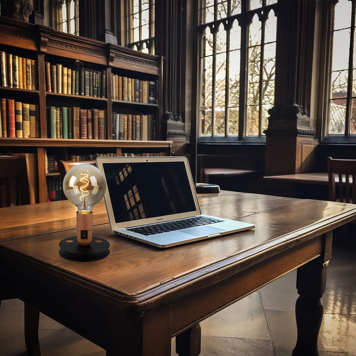 TISCHLEUCHTE JOHANNA Holzoptik Schwarz 2er Set - Schwarz, Metall (12/12/9cm) - Globo Lighting