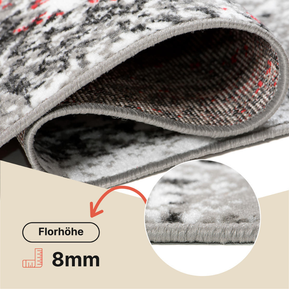 TEPPICH MAYA Rot Meliert Streifen Splash 80/150 cm - Rot, Textil (80/150cm) - Tapiso