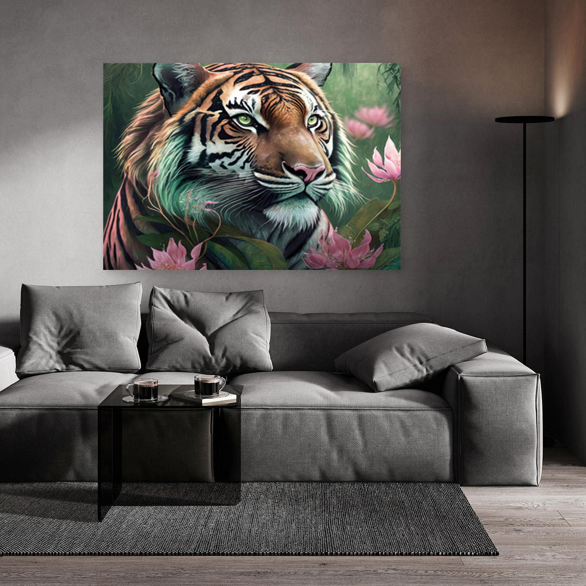 WANDBILD tiger tropische tiere - Pink, Textil (60/40cm) - Feeby