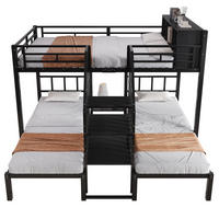 ETAGENBETT 90/200 cm & 140/200 cm in Schwarz mit Treppe, Handläufen und Stauraum - Schwarz, Holzwerkstoff/Metall (140/200cm) - WISHDOR