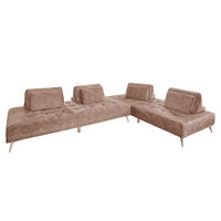 ECKSOFA WIOLO Taupe Velvet - Taupe/Silberfarben, Textil/Metall (350/240cm) - KAWOLA