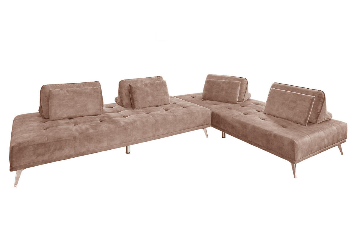 ECKSOFA WIOLO Taupe Velvet - Taupe/Silberfarben, Textil/Metall (350/240cm) - KAWOLA