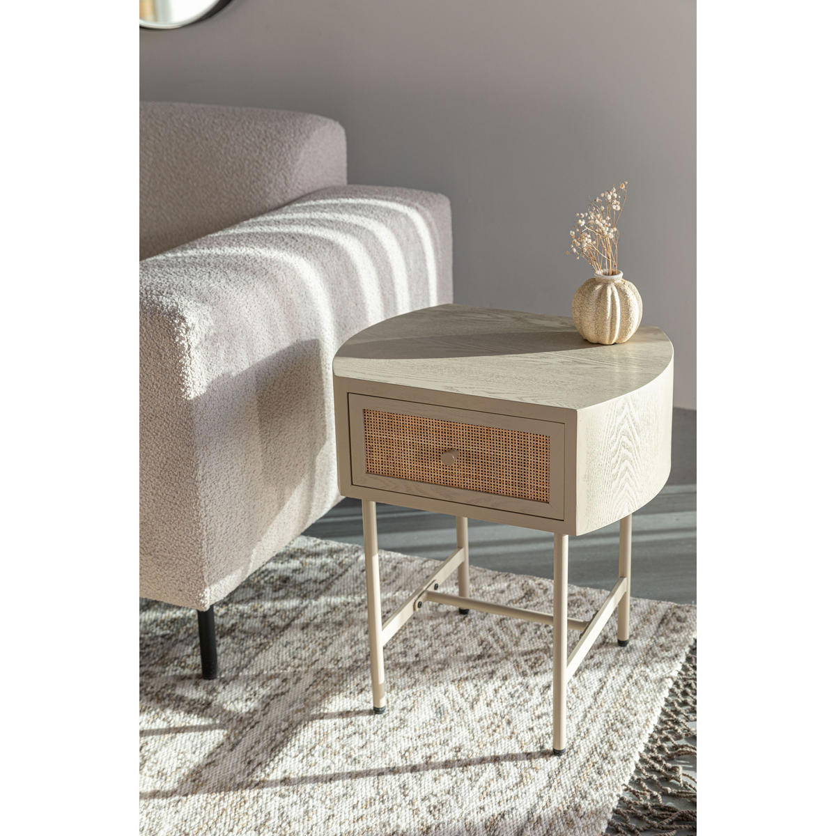 NACHTTISCH Amaya Nachttisch - Beige, Holz (38/48/54cm) - Housecraft Living