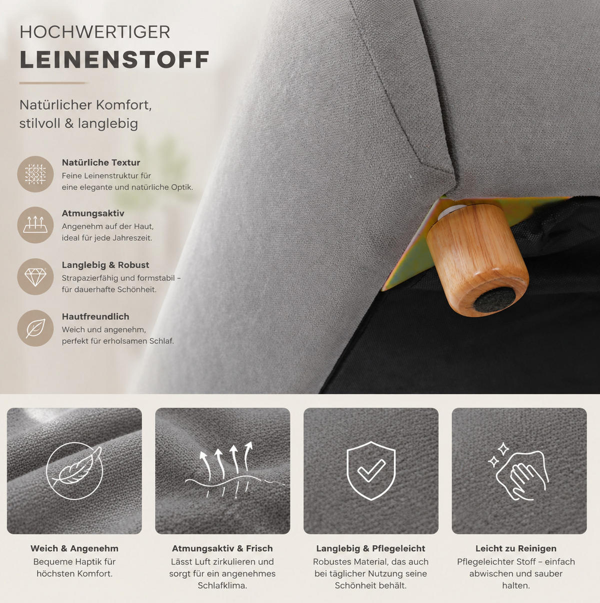 KINDER-POLSTERBETT 90x200 cm in Grau mit hydraulischem Stauraum - Grau, Textil (90/200cm) - IVMEU