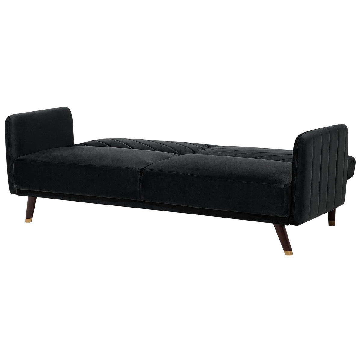 3-SITZER-SCHLAFSOFA Samtstoff Schwarz Senja - Schwarz, Textil (200/87/95cm) - Beliani