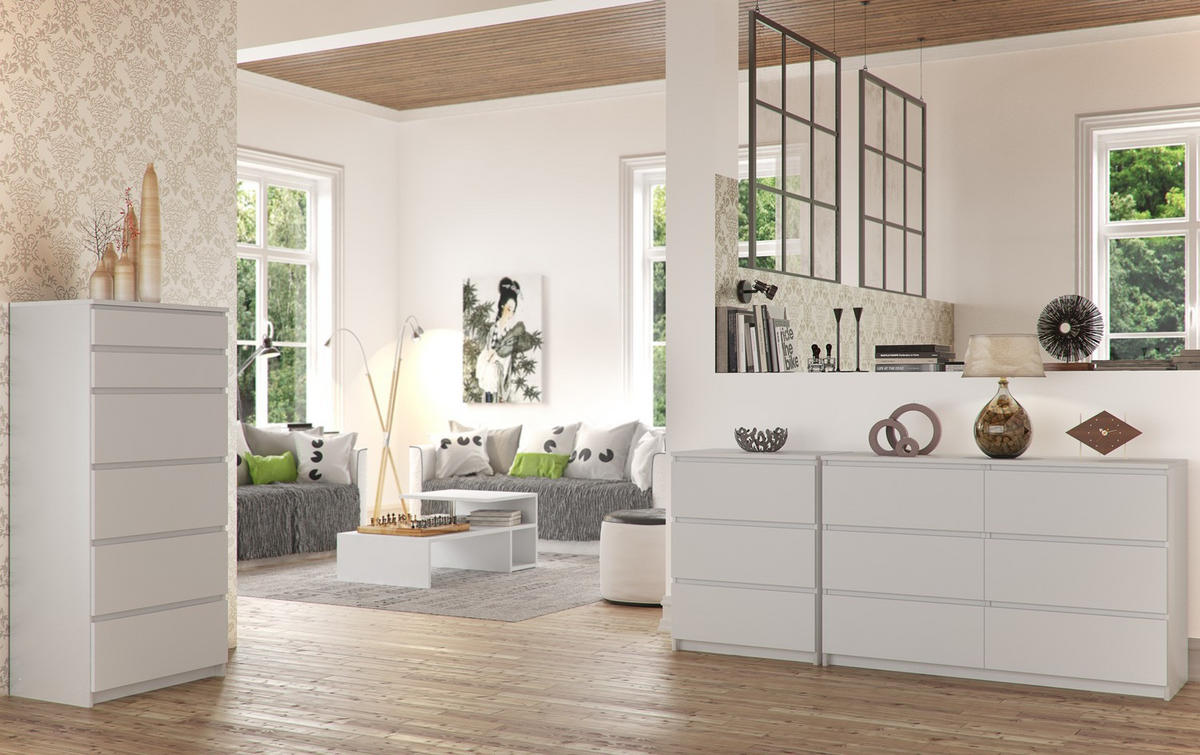 KOMMODE Weiß 77/120/40 - Weiß, Holzwerkstoff (120/77/40cm) - RAUMHIRSCH FURNITURE