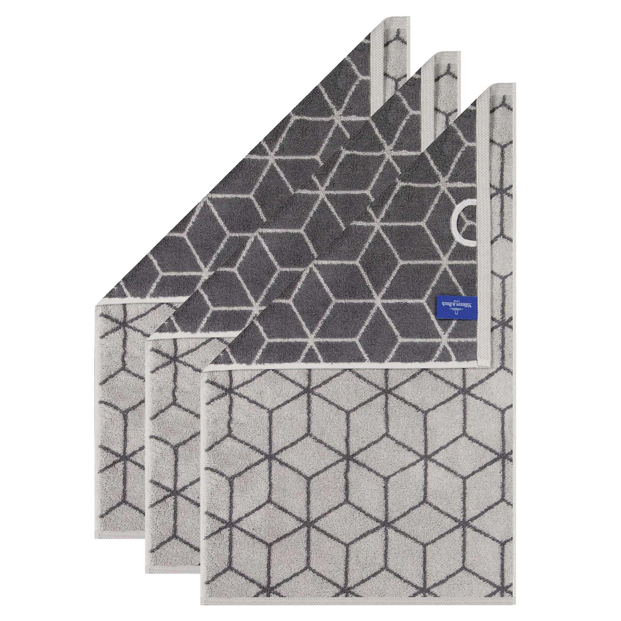 GÄSTETUCH Unisex Gästetuch Carré Grau 3er Pack Baumwolle - Grau, Textil (30/50cm) - Villeroy & Boch