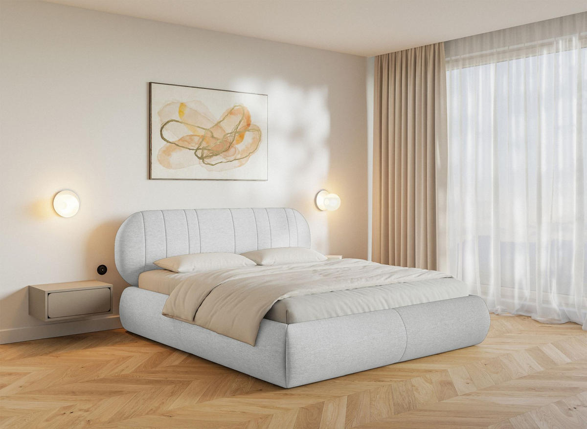 POLSTERBETT Asmelio Hellgrau 140x200 cm - Hellgrau, Holz/Textil (140/200cm) - Selsey