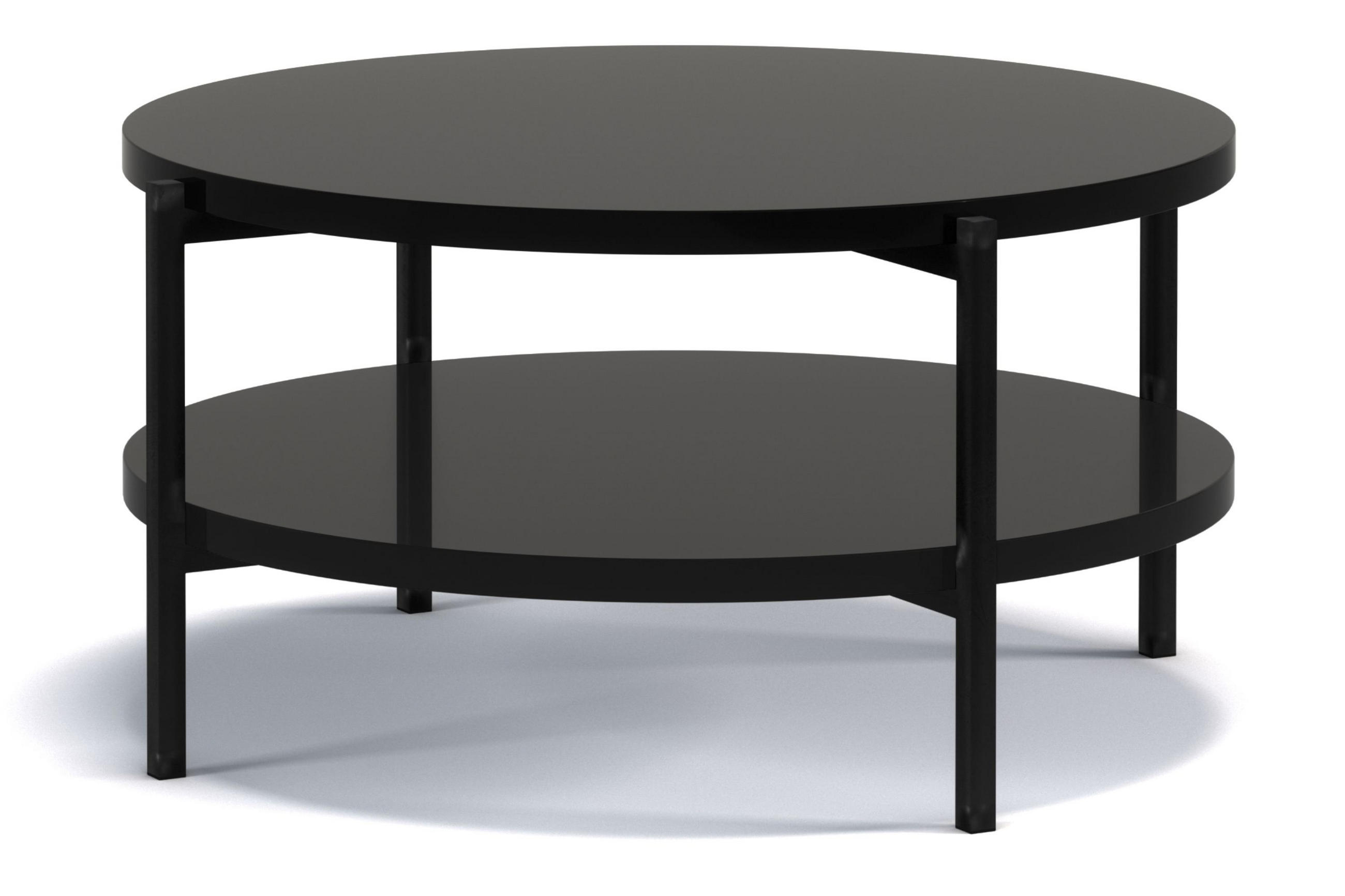 COUCHTISCH GERIS mit Ablageboden, Spanplatte, schwarz - Schwarz Hochglanz/Schwarz, Holz/Metall (85/85/43cm) - KONSIMO®