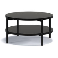 COUCHTISCH GERIS mit Ablageboden, Spanplatte, schwarz - Schwarz Hochglanz/Schwarz, Holz/Metall (85/85/43cm) - KONSIMO®