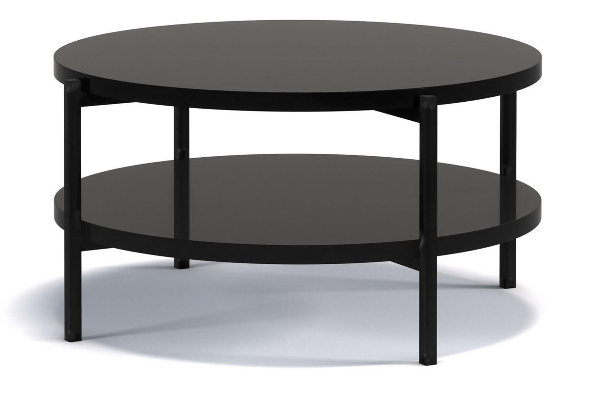COUCHTISCH GERIS mit Ablageboden, Spanplatte, schwarz - Schwarz Hochglanz/Schwarz, Holz/Metall (85/85/43cm) - KONSIMO®