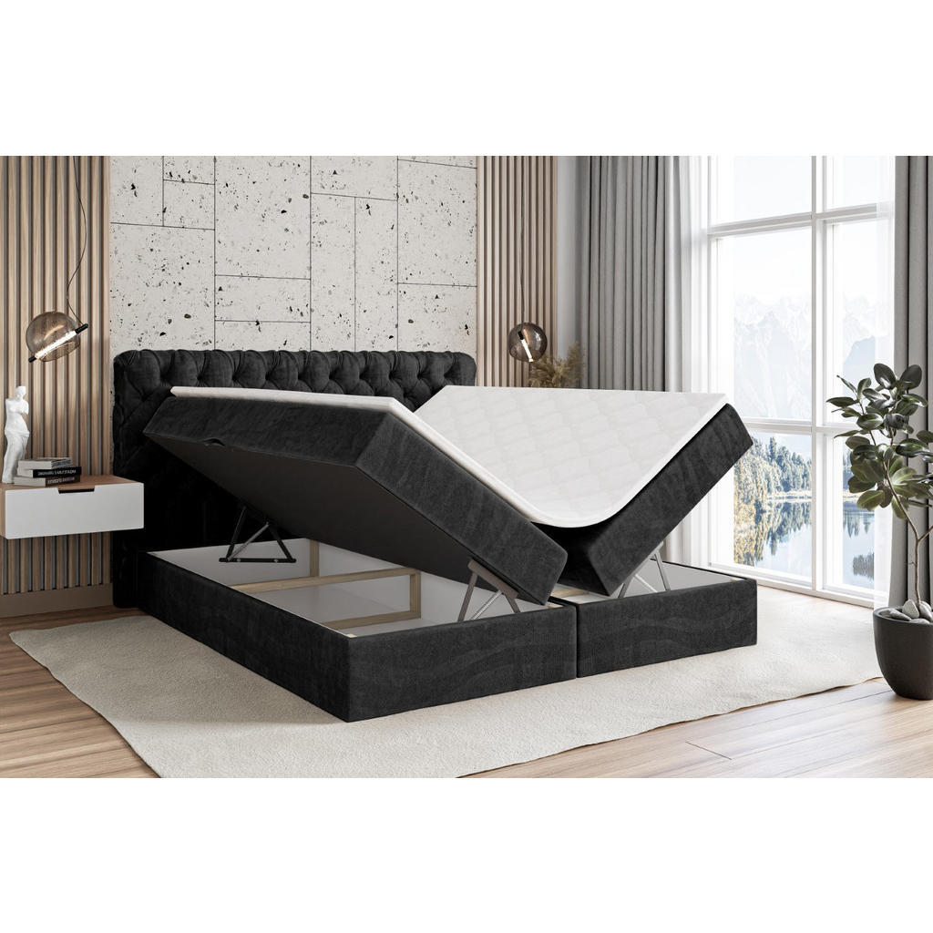 Thumbnail - Altdecor Boxbett, Schwarz, Holzwerkstoff, Höhe ca. 20 cm, 140x200 cm, Schlafzimmer, Betten, Boxspringbetten