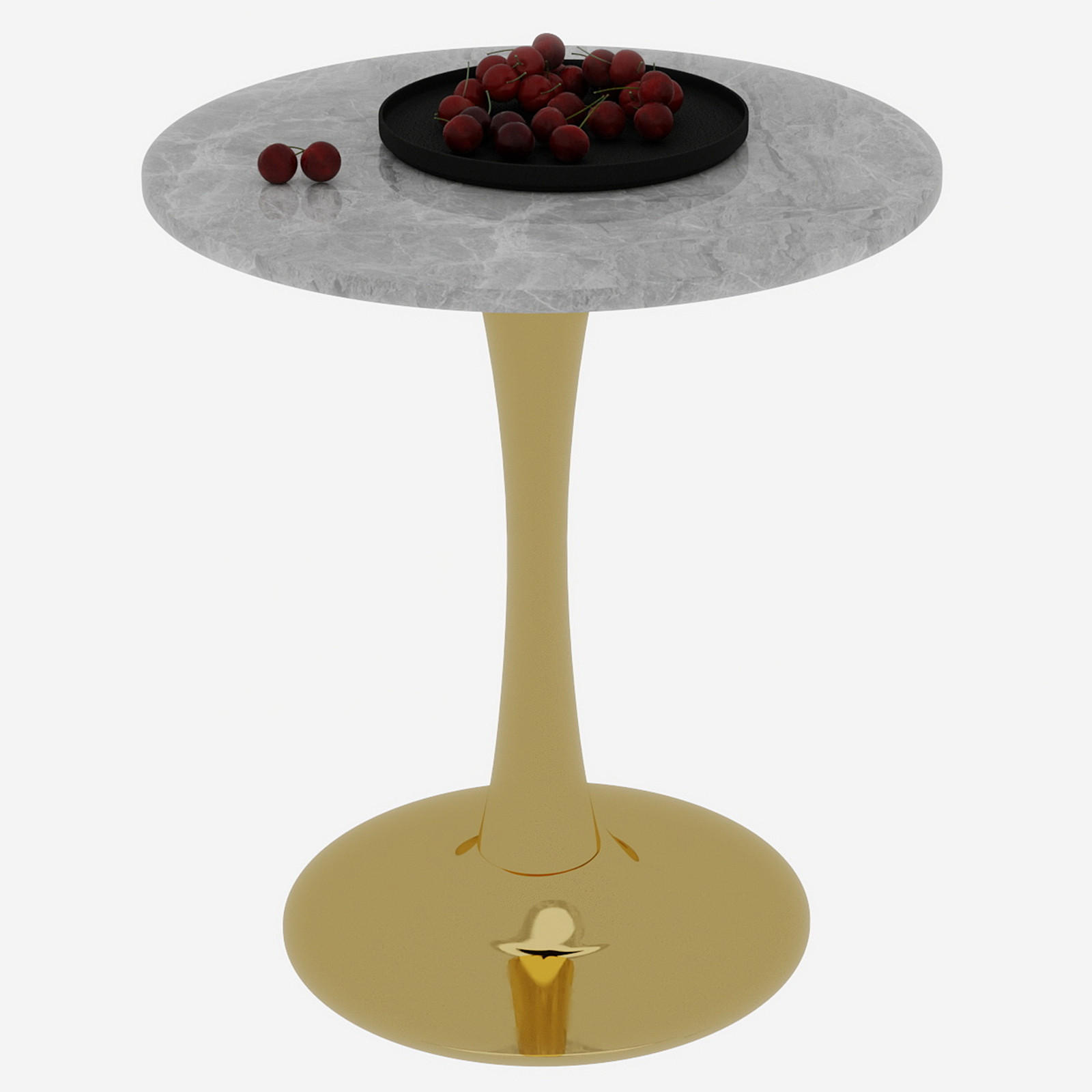 COUCHTISCH in Gold Wohnzimmertisch mit einer runden Marmor-Tischplatte für Wohnzimmer, B70/T70/H72 cm - Goldfarben, Stein/Metall (70/70/72cm) - STILVORA
