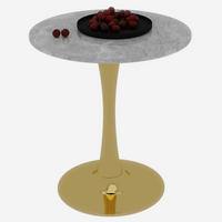 COUCHTISCH in Gold Wohnzimmertisch mit einer runden Marmor-Tischplatte für Wohnzimmer, B70/T70/H72 cm - Goldfarben, Stein/Metall (70/70/72cm) - STILVORA