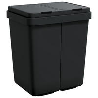 MÜLLEIMER 2 Fächer Küche 2x25L Anthrazit - Anthrazit, Kunststoff (43.5/48.5/32.5cm) - DELUKE