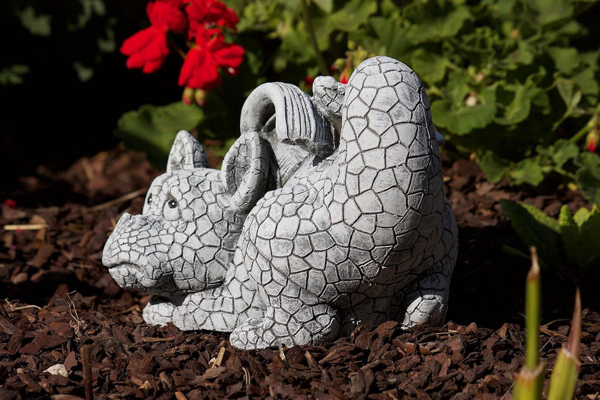 STEINFIGUR Drache Serafino, Frostfest, Steinguss - Grau, Stein (14/15/22cm) - stoneandstyle