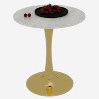 COUCHTISCH 70 cm in Gold/Weiß aus Kunstmarmor–rund und vielseitig - Goldfarben, Stein (70/70/72cm) - Flora Grace