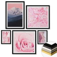 WANDBILDER 5er-Set - 50x50 cm & 20x30 cm & 40x60 cm Schwarzer Rahmen - Abstraktionen dekorativer Malerei - Schwarz, Kunststoff (40/60cm) - ArtPrintCave