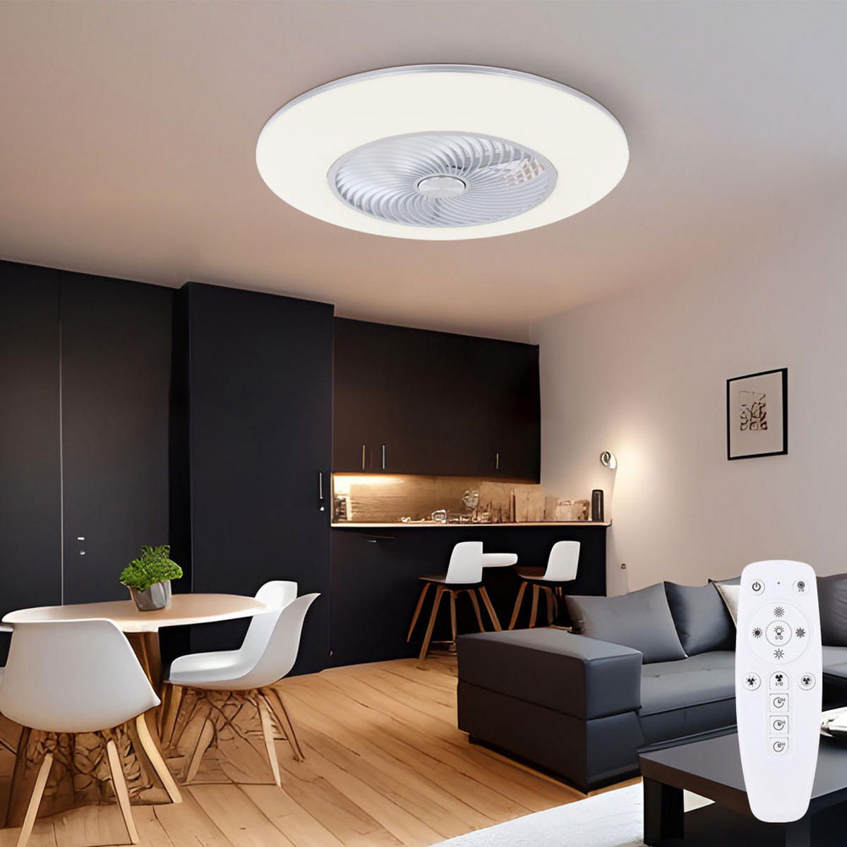 LED DECKENLEUCHTE Ventilator Weiß Opal - Weiß, Metall (58/58/22cm) - Globo Lighting