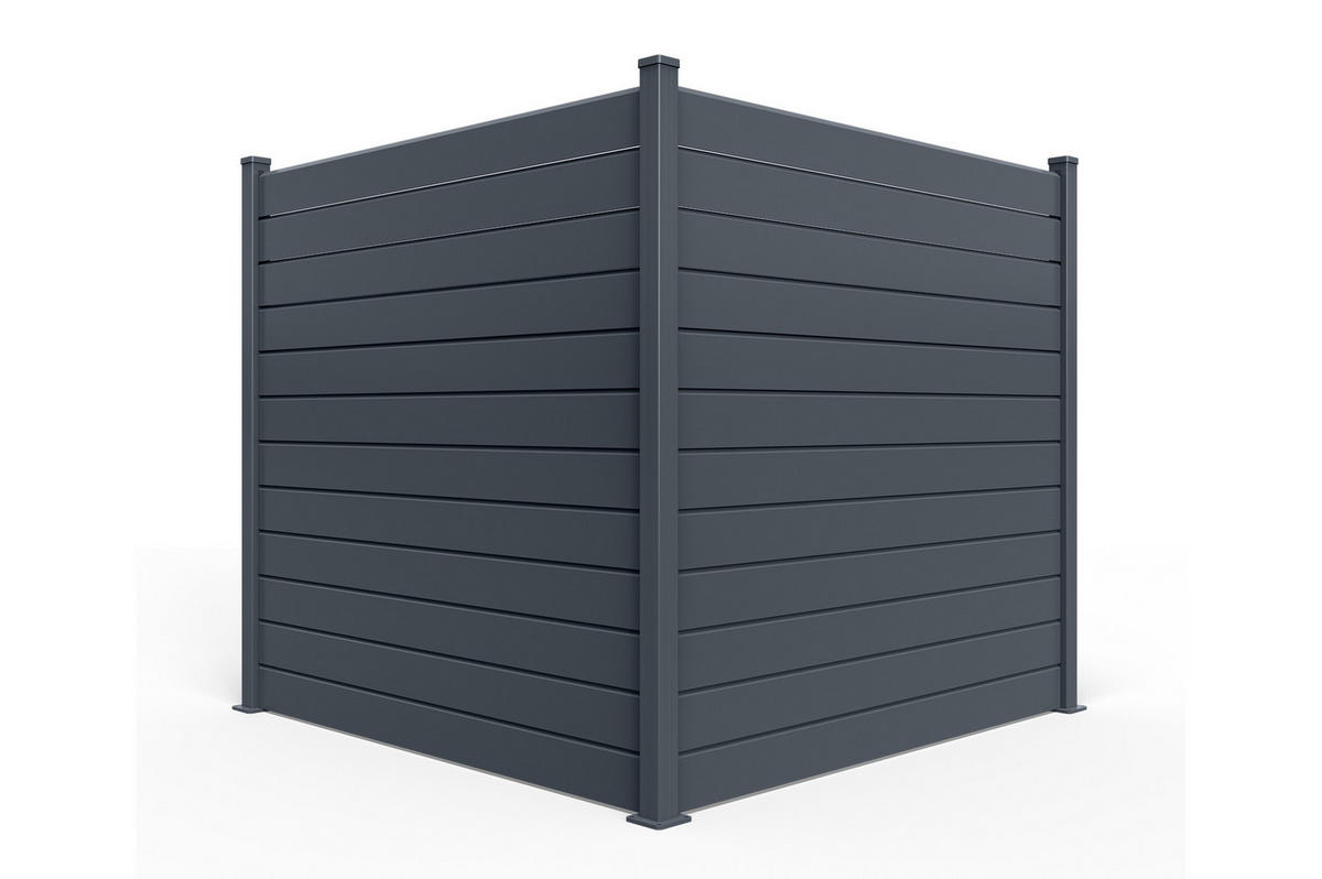 SICHTSCHUTZZAUN VANO aus Aluminium mit Lamellen 6 m x 180 cm, Grau - Grau, Metall (600/184cm) - Casanoov