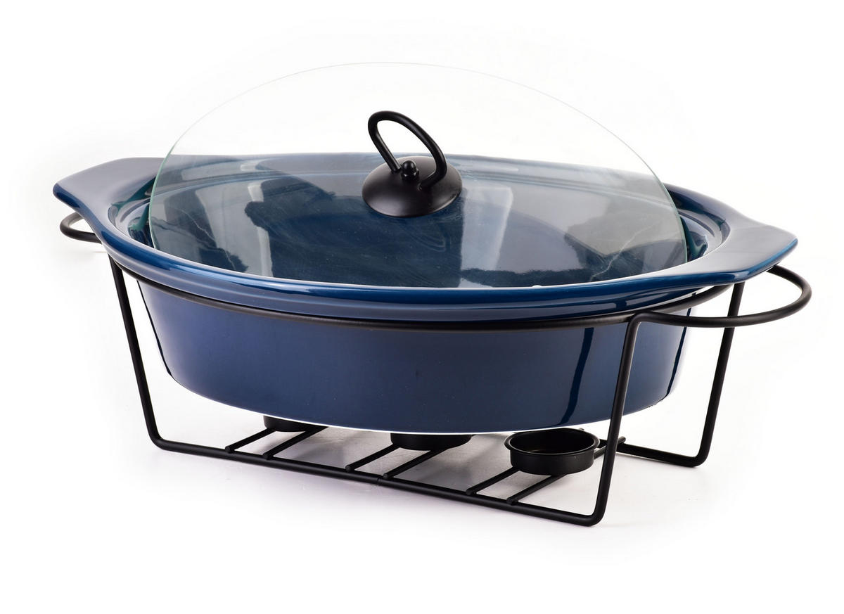 AUFLAUFFORM Modern Kitchen Blau 34/25/17 cm Keramik - Dunkelblau, Keramik (25/17/34cm) - Mondex