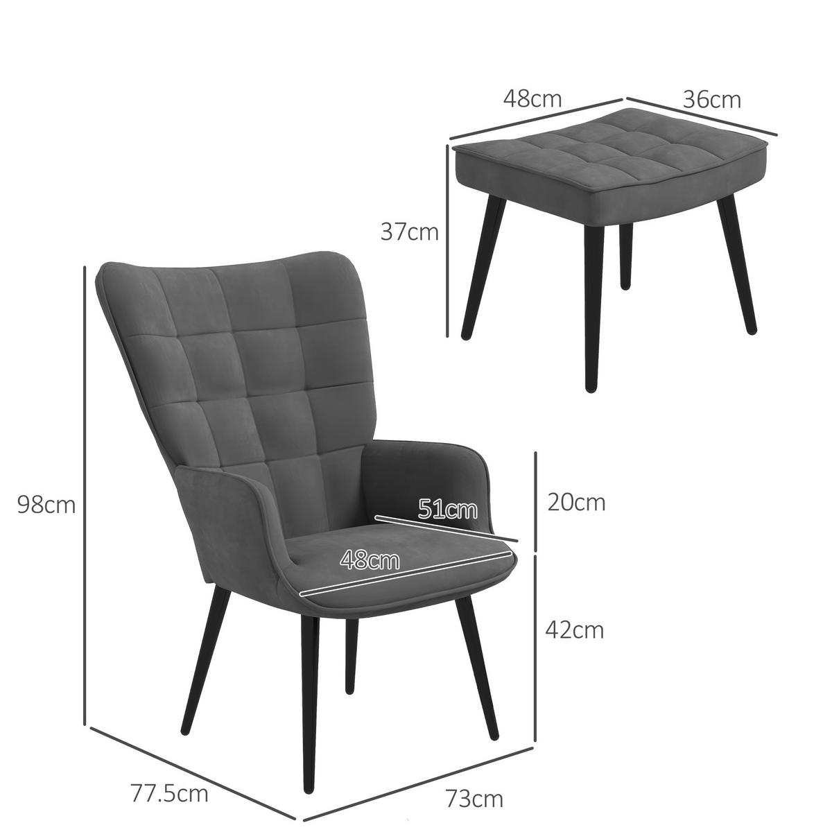 OHRENSESSEL, Relaxsessel - Dunkelgrau, Kunststoff/Metall (77.5/98/73cm) - HOMCOM