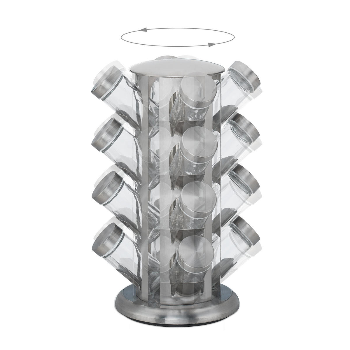 GEWÜRZKARUSSELL - Silberfarben, Glas/Metall (22/33/22cm) - Relaxdays