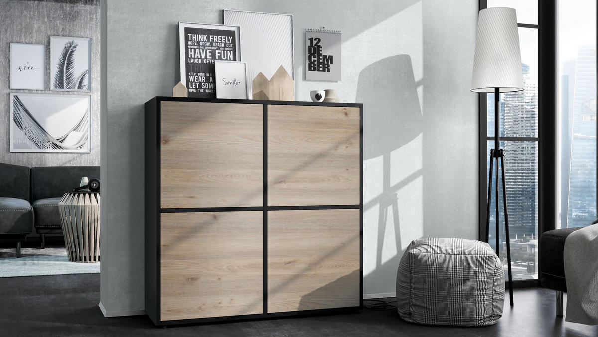 HIGHBOARD Cuba Türen in Eiche Nordic - Silbereichenfarben, Holzwerkstoff (104/105.5/35.5cm) - Vladon
