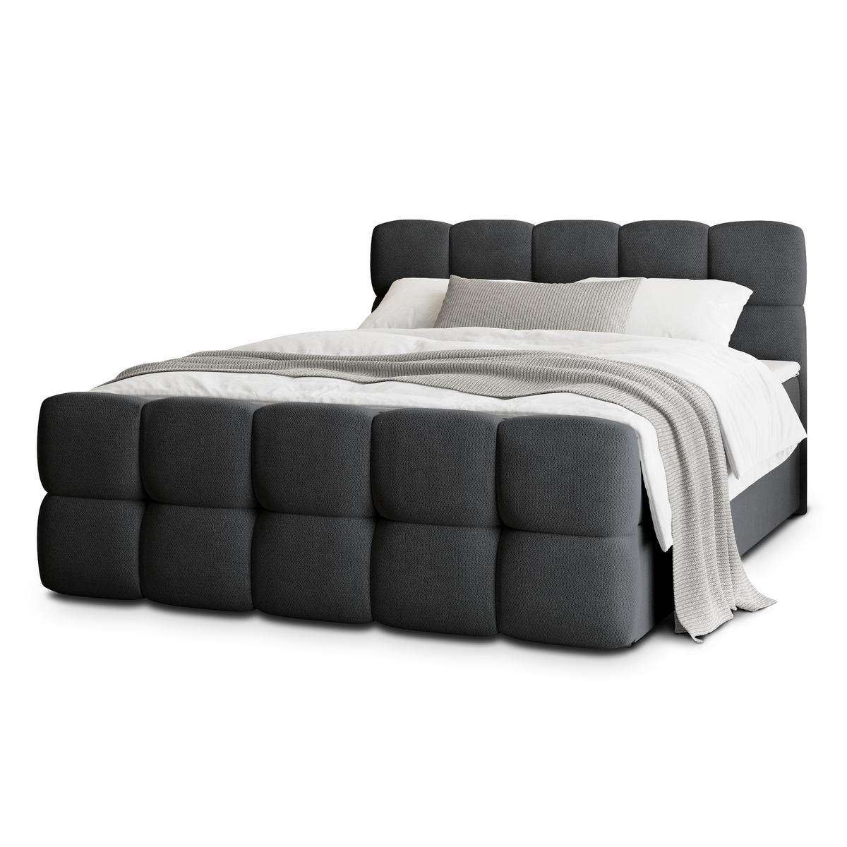 POSTEL BOXSPRING BRUME 140x200 cm, s matrací a úložným prostorem, černá - černá, kompozitní dřevo/textil (140/200cm) - MASSENO